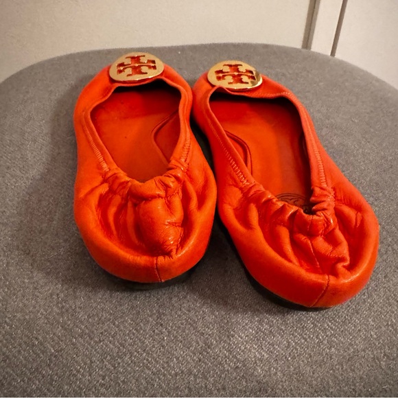 Tory Burch Red Leather Reva Ballet Flats - Picture 5 of 6